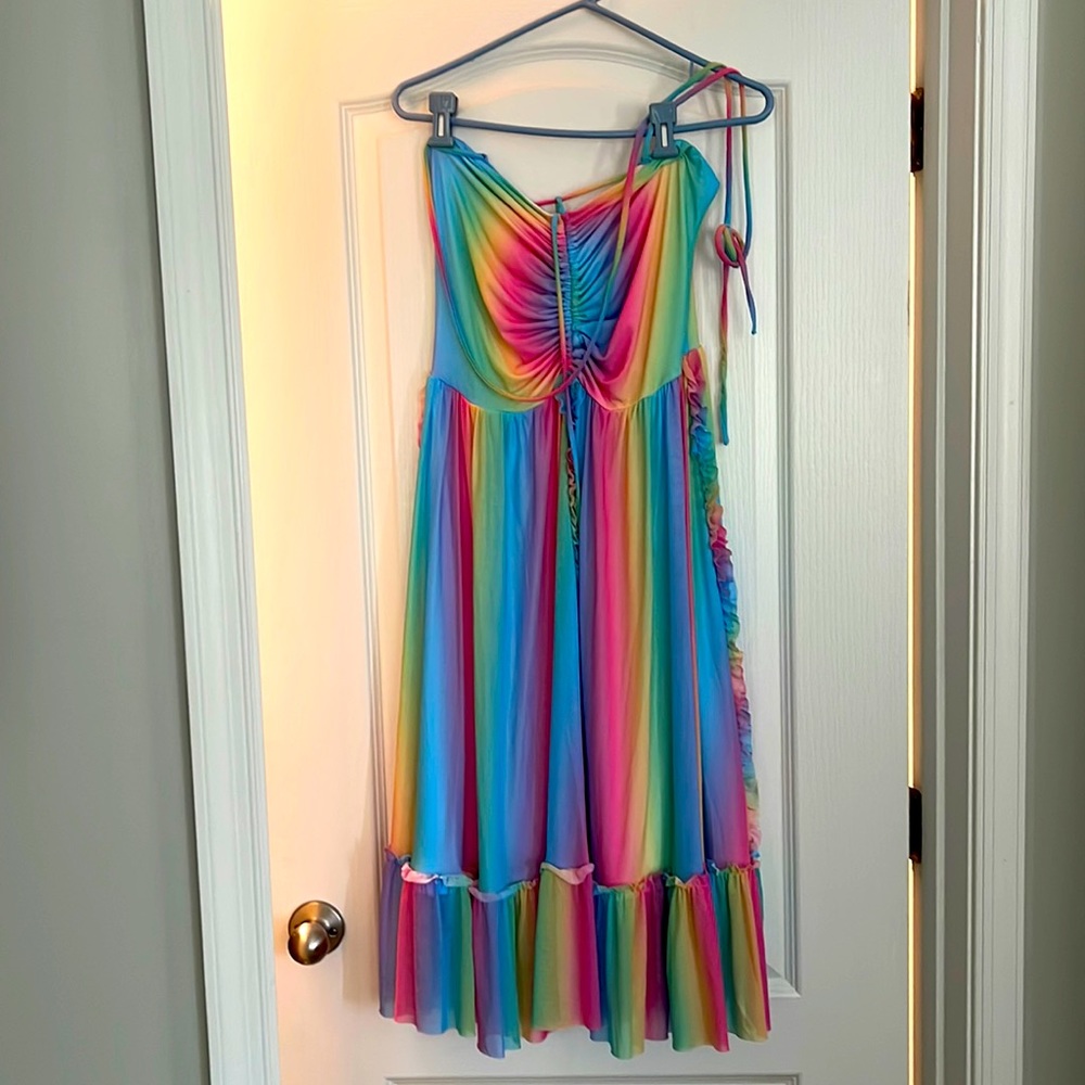 Blackmilk rainbow icecream frills on frills dress NWT